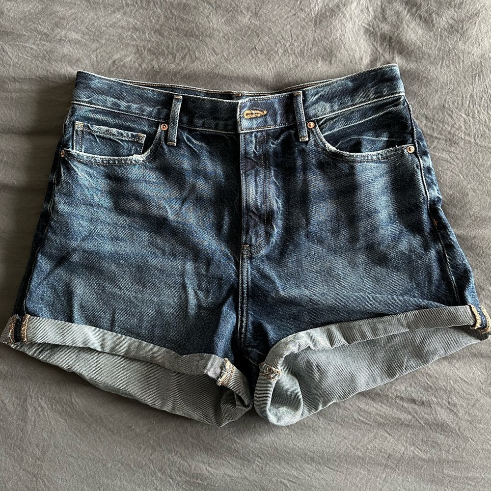 High rise denim shorts